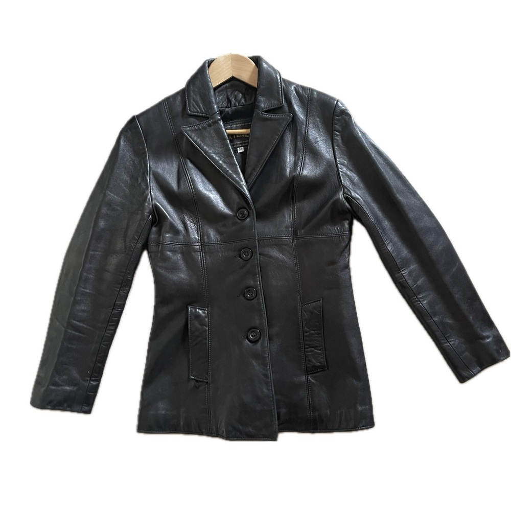 Sz.S- EXTENZO Super soft genuine slim fit leather jacket with pockets.